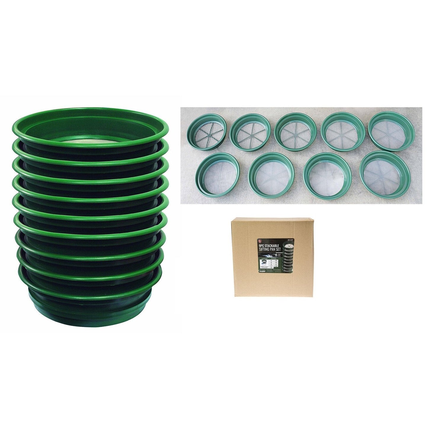 9pc Sifting Pan Set (1/2" - 1/100")