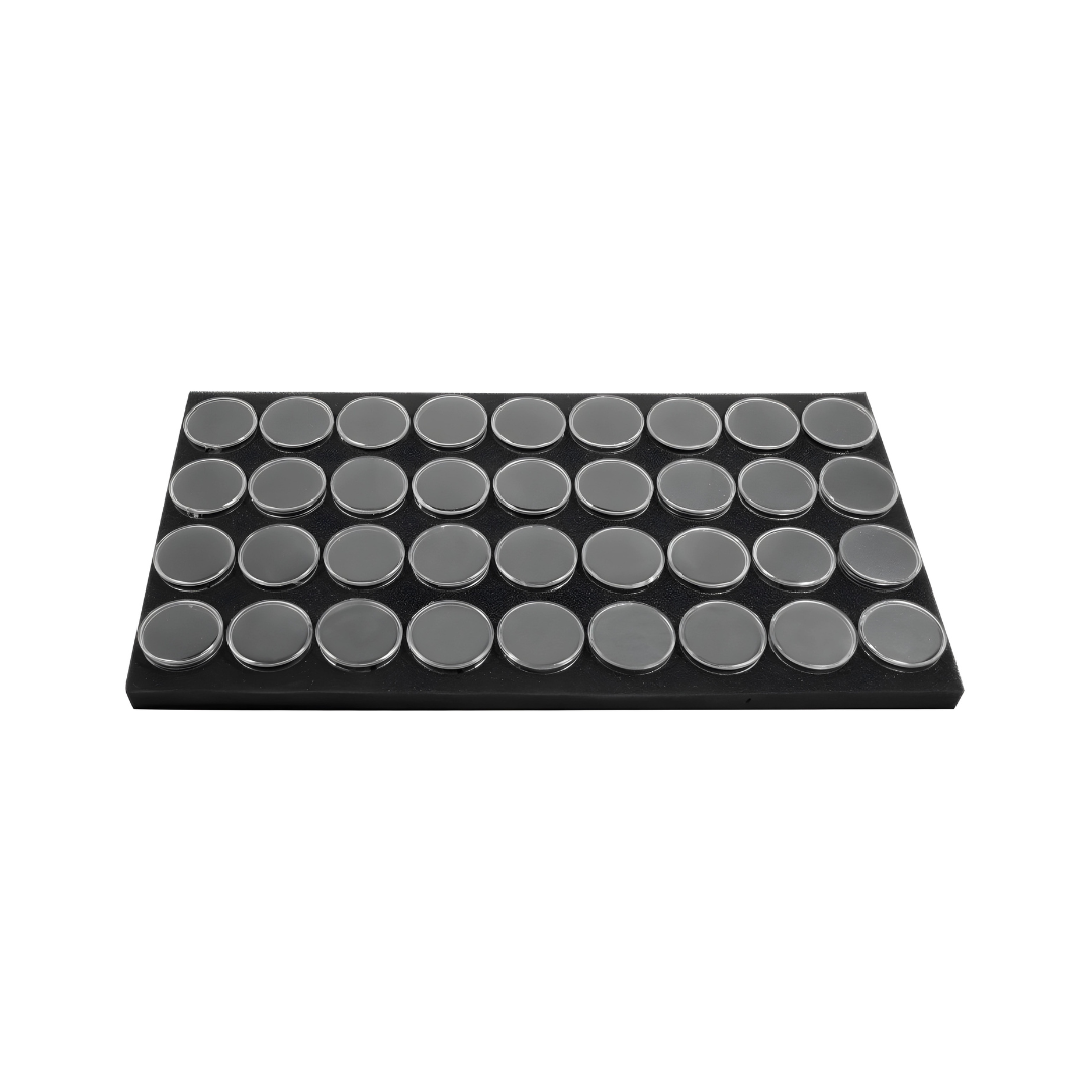 36Pc MEDIUM Round Gem Holder in Black Foam
