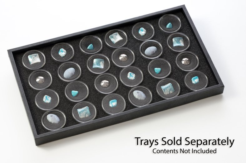 24Pc LARGE Round Gem Holder in Black Foam
