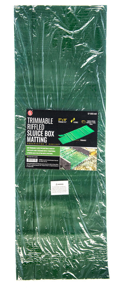 27" x 10" Trimmable Riffled TPR Sluice Box Matting - Green
