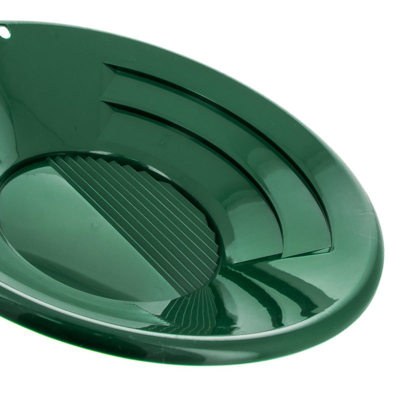 10" Triple Riffles Green Plastic Gold Pan