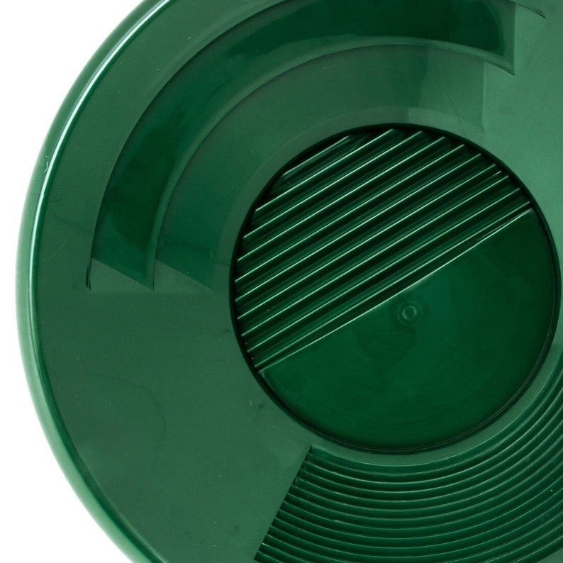 10" Triple Riffles Green Plastic Gold Pan