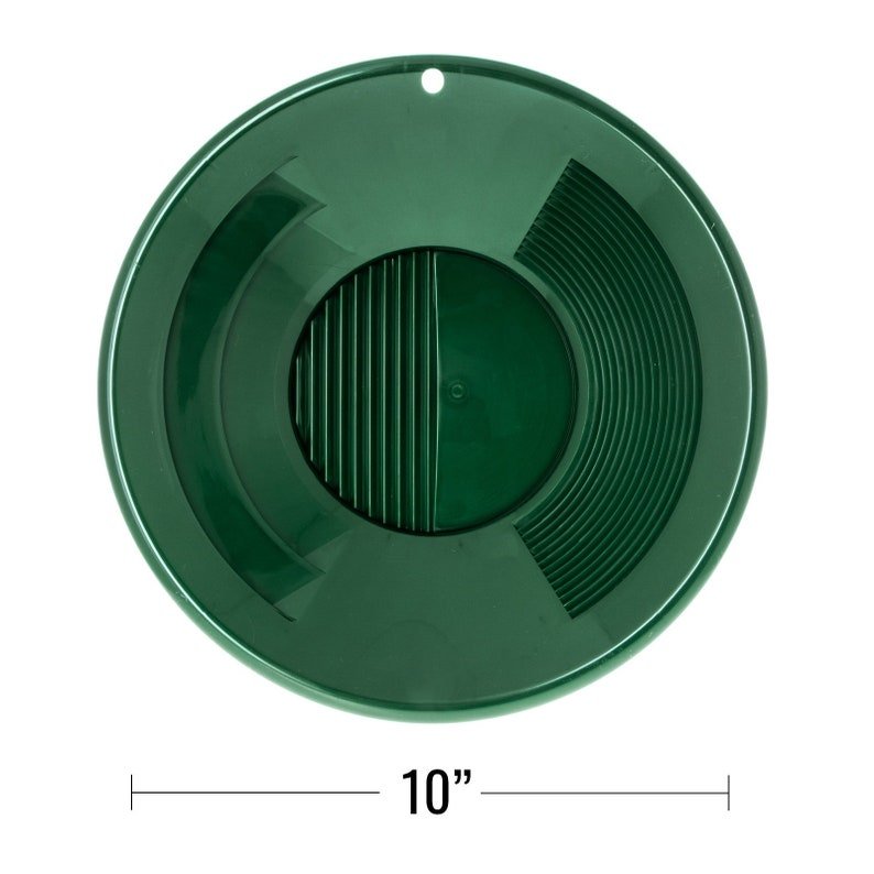 10" Triple Riffles Green Plastic Gold Pan