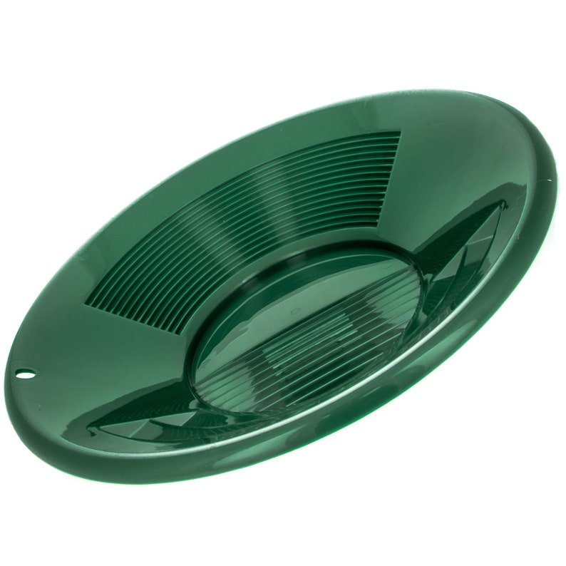 10" Triple Riffles Green Plastic Gold Pan