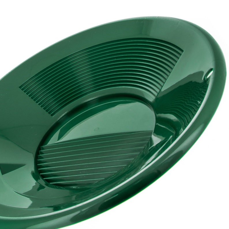 10" Triple Riffles Green Plastic Gold Pan