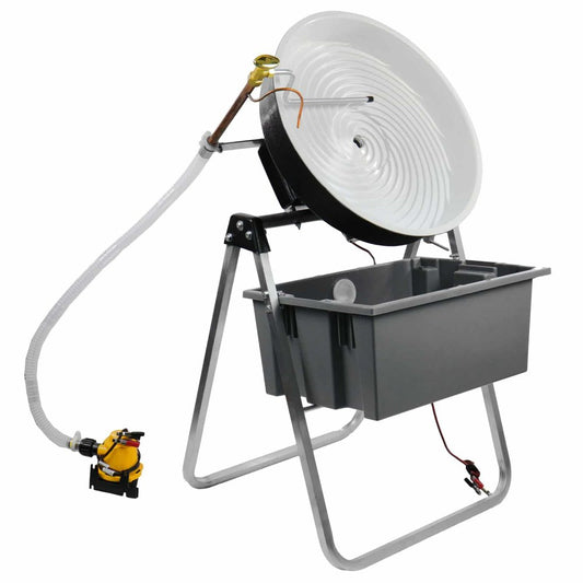 Pro Camel 18" Automatic Spiral Wheel Gold Panning Machine setup with pump and hose