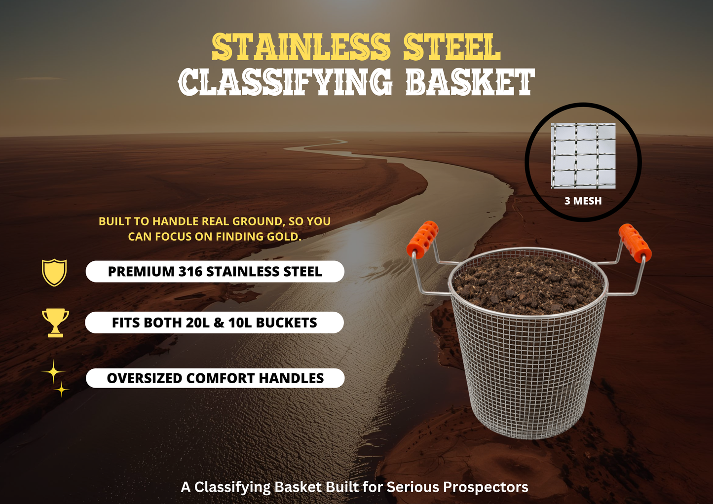 Stainless Steel Classifying Basket - 3 Mesh