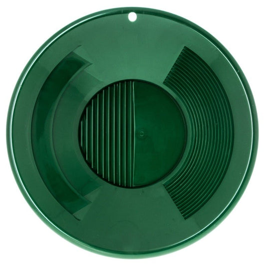 10" Triple Riffles Green Plastic Gold Pan