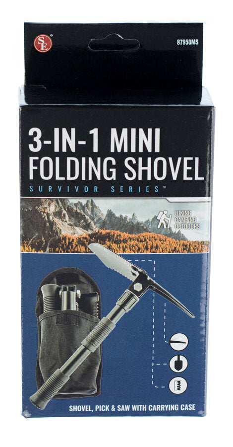 Boxed - 3-IN-1 Folding Gold Prospecting Pick with Shovel, Saw and Carrying Case