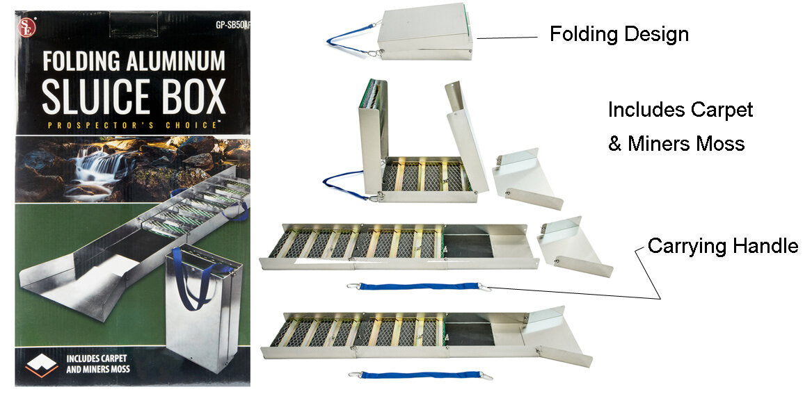 Aluminium Folding Sluice Box - Extended L 50" x W 9"